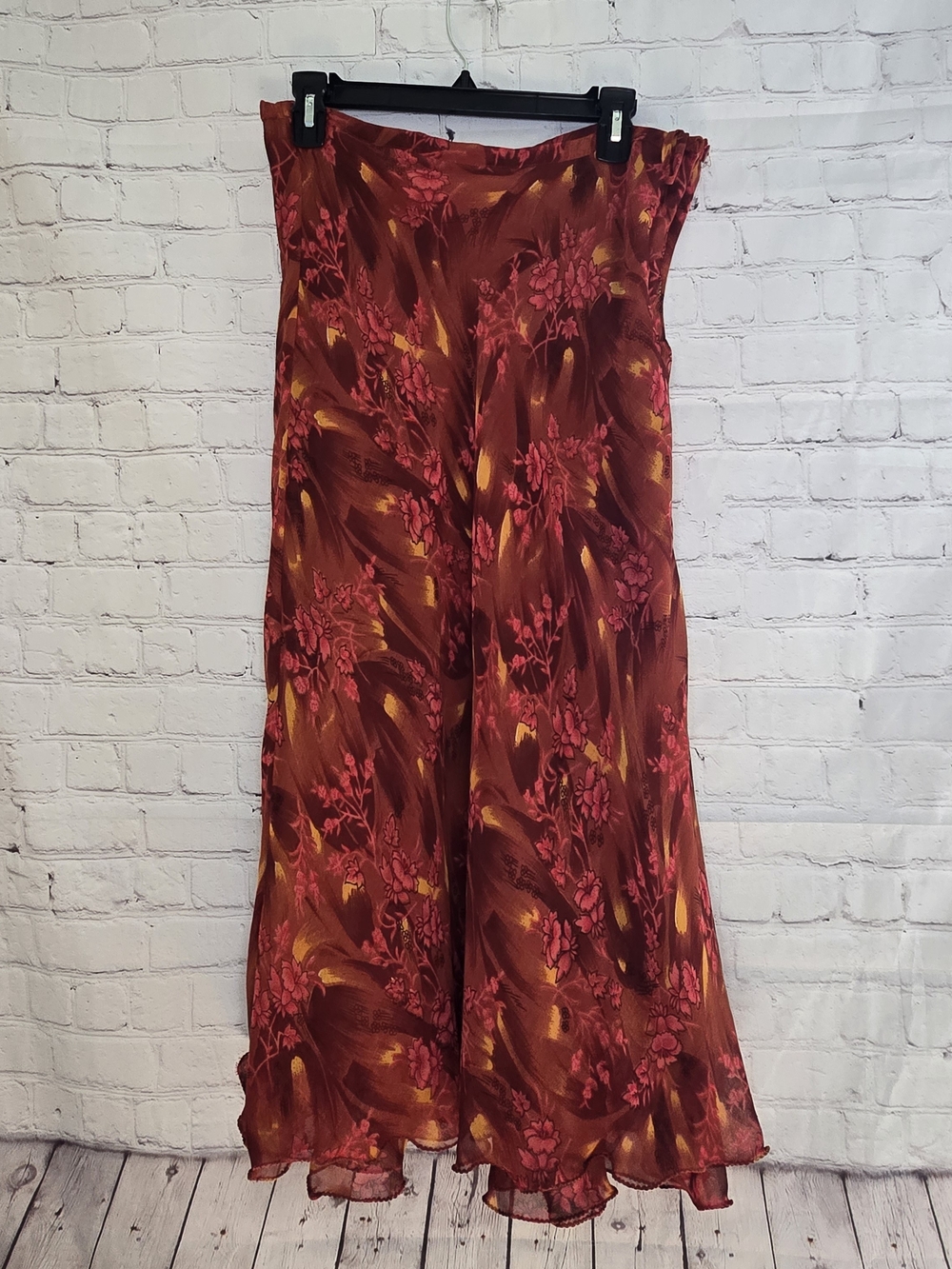 Vtg 90s Y2K Flowy Column Maxi Boho Whimsigoth Slip Skirt Sz M Fairy Cottagecore